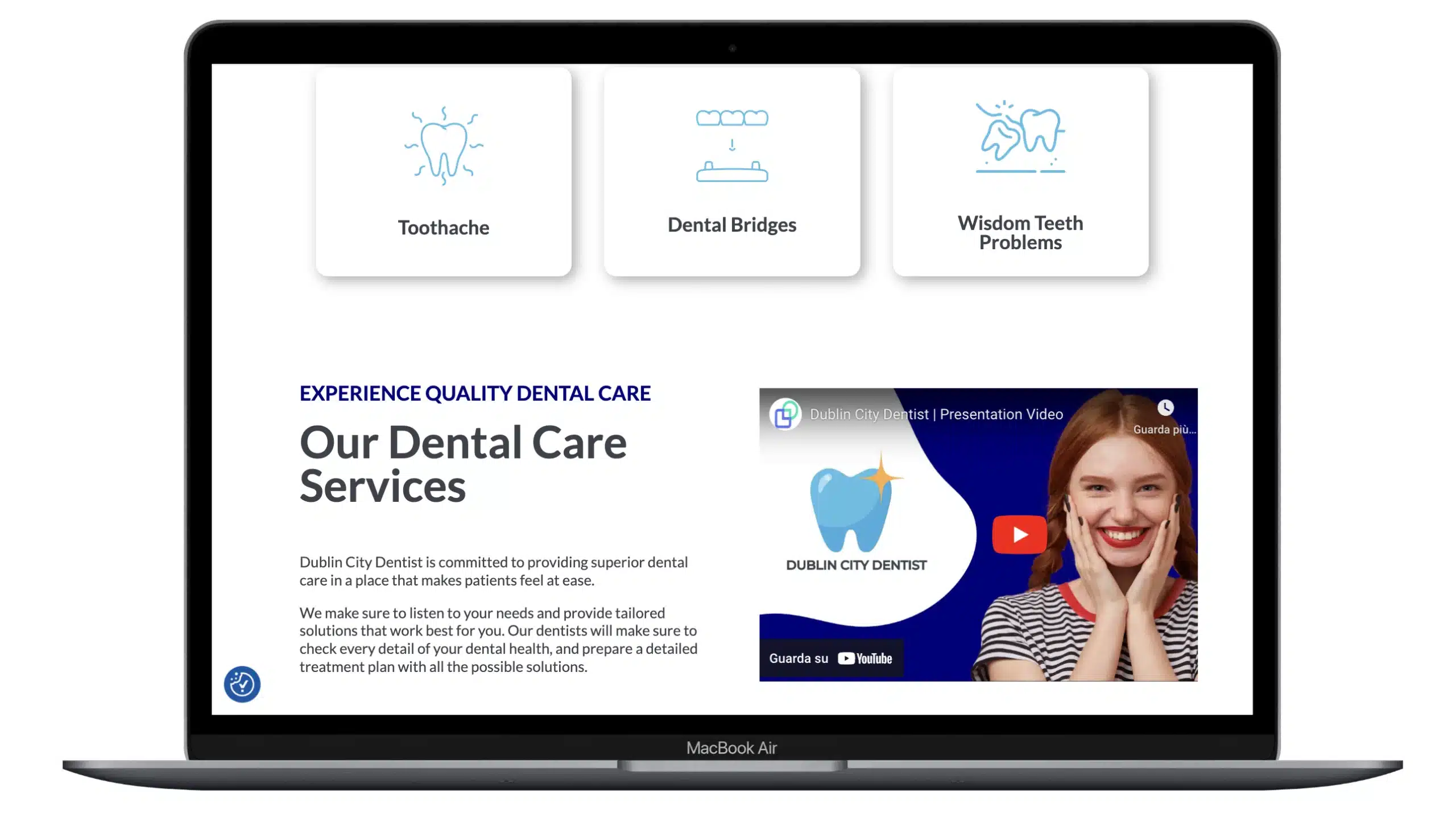 Dublin Dentist website mockup